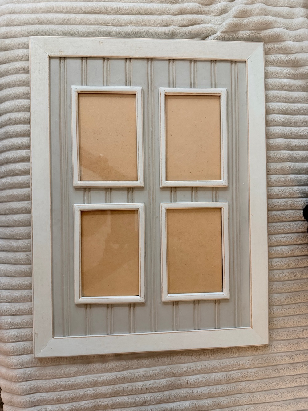 Eddie Bauer Four-Opening Wood Photo Frame in White and Cream